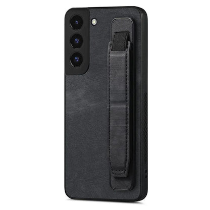 D11 For Samsung Galaxy S22 5G Leather Case Vintage Wristband Kickstand Phone Guard Cover