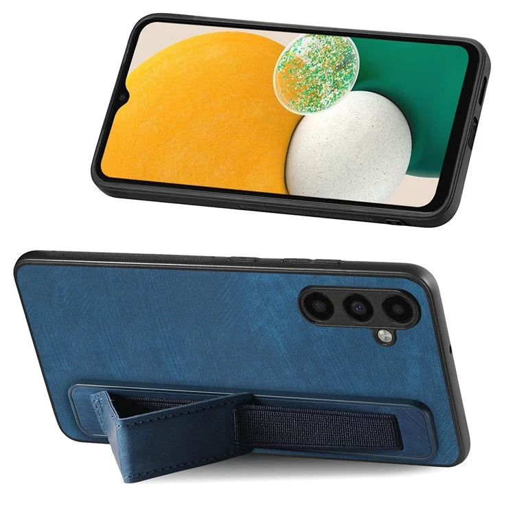 D11 For Samsung Galaxy A13 5G Case Wristband Kickstand Retro Leather Coated TPU Cover