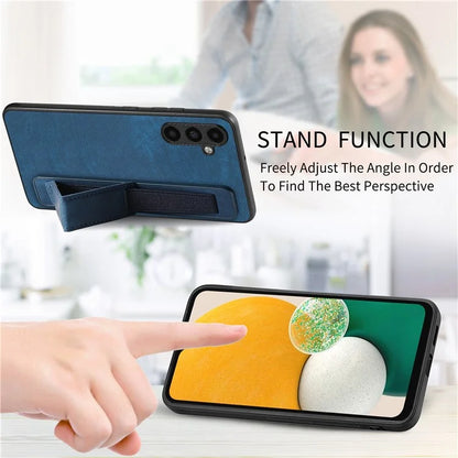 D11 For Samsung Galaxy A13 5G Case Wristband Kickstand Retro Leather Coated TPU Cover