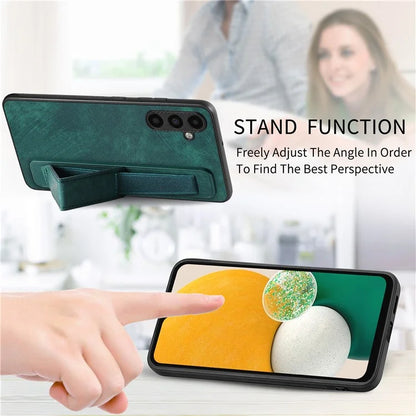 D11 For Samsung Galaxy A13 5G Case Wristband Kickstand Retro Leather Coated TPU Cover