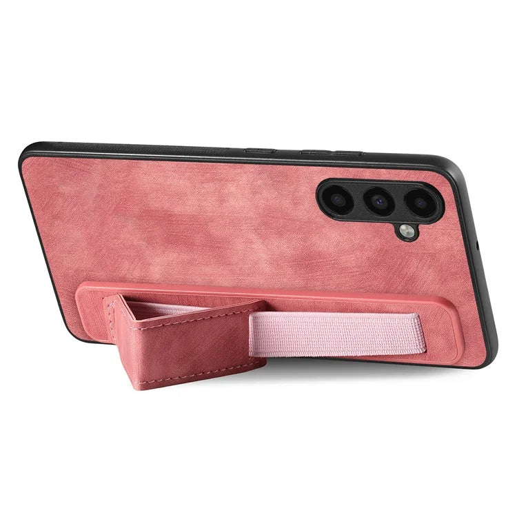 D11 For Samsung Galaxy A13 5G Case Wristband Kickstand Retro Leather Coated TPU Cover