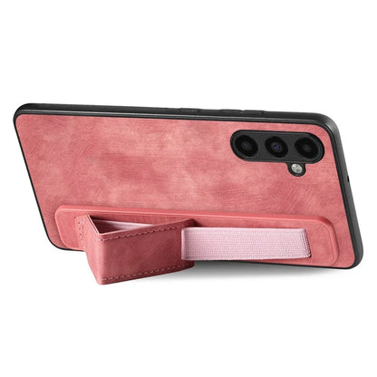 D11 For Samsung Galaxy A13 5G Case Wristband Kickstand Retro Leather Coated TPU Cover