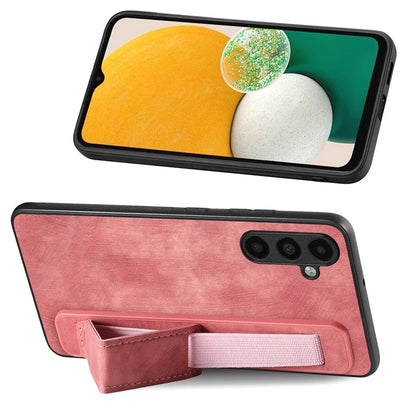 D11 For Samsung Galaxy A13 5G Case Wristband Kickstand Retro Leather Coated TPU Cover