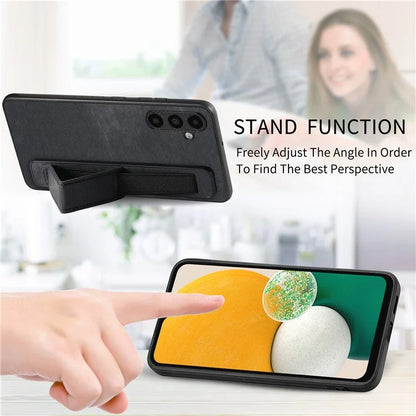 D11 For Samsung Galaxy A13 5G Case Wristband Kickstand Retro Leather Coated TPU Cover