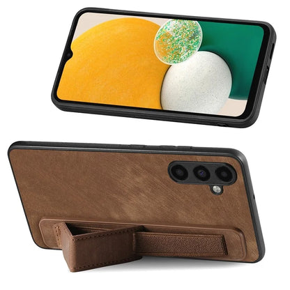 D11 For Samsung Galaxy A13 5G Case Wristband Kickstand Retro Leather Coated TPU Cover