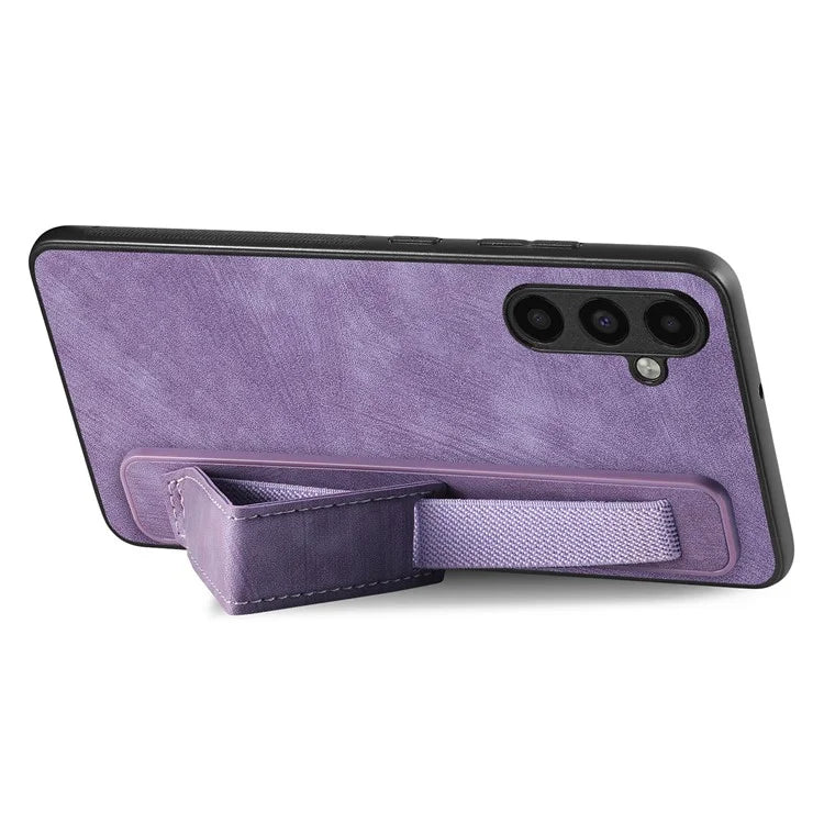 D11 For Samsung Galaxy A13 5G Case Wristband Kickstand Retro Leather Coated TPU Cover