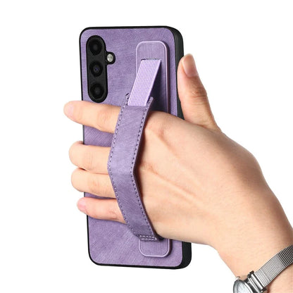 D11 For Samsung Galaxy A13 5G Case Wristband Kickstand Retro Leather Coated TPU Cover