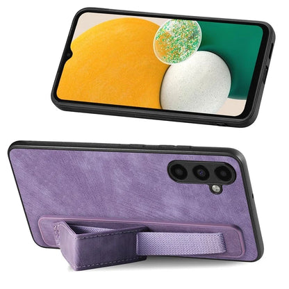 D11 For Samsung Galaxy A13 5G Case Wristband Kickstand Retro Leather Coated TPU Cover