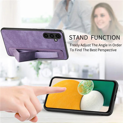 D11 For Samsung Galaxy A13 5G Case Wristband Kickstand Retro Leather Coated TPU Cover