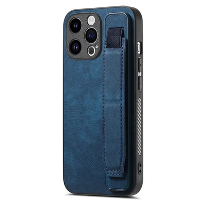 D11 For iPhone 15 Pro Leather+TPU Phone Case Wristband Kickstand