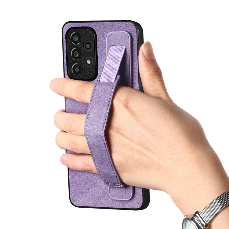 D11 For Samsung Galaxy A53 5G Phone Case Leather+TPU Cover Wristband Kickstand