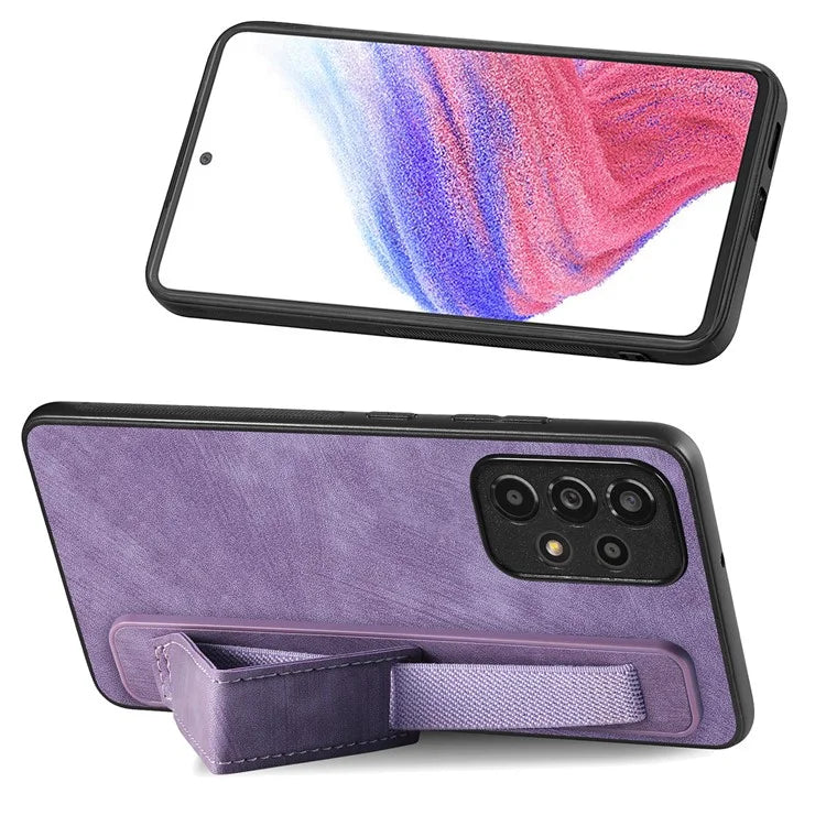 D11 For Samsung Galaxy A53 5G Phone Case Leather+TPU Cover Wristband Kickstand