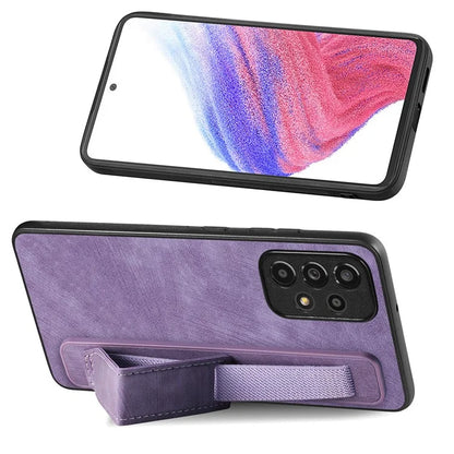 D11 For Samsung Galaxy A53 5G Phone Case Leather+TPU Cover Wristband Kickstand