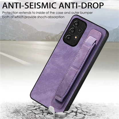 D11 For Samsung Galaxy A53 5G Phone Case Leather+TPU Cover Wristband Kickstand