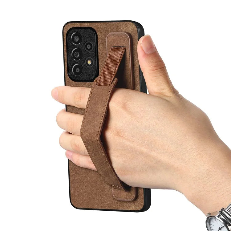 D11 For Samsung Galaxy A53 5G Phone Case Leather+TPU Cover Wristband Kickstand