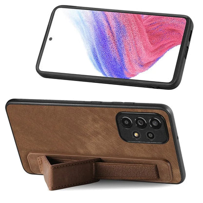 D11 For Samsung Galaxy A53 5G Phone Case Leather+TPU Cover Wristband Kickstand