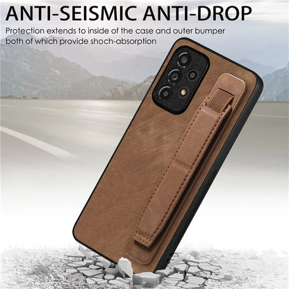 D11 For Samsung Galaxy A53 5G Phone Case Leather+TPU Cover Wristband Kickstand