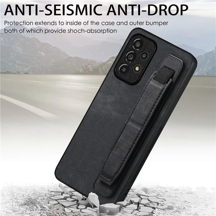 D11 For Samsung Galaxy A53 5G Phone Case Leather+TPU Cover Wristband Kickstand