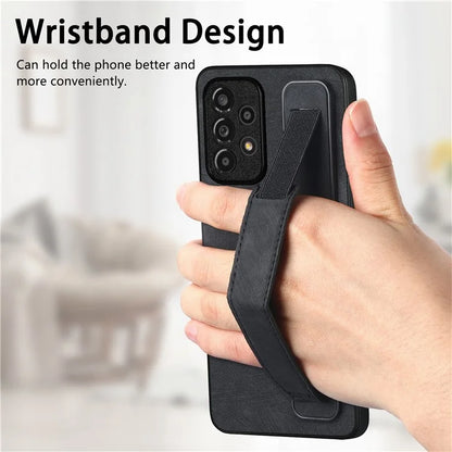 D11 For Samsung Galaxy A53 5G Phone Case Leather+TPU Cover Wristband Kickstand
