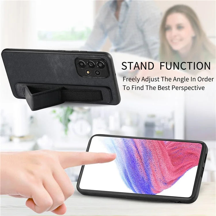 D11 For Samsung Galaxy A53 5G Phone Case Leather+TPU Cover Wristband Kickstand