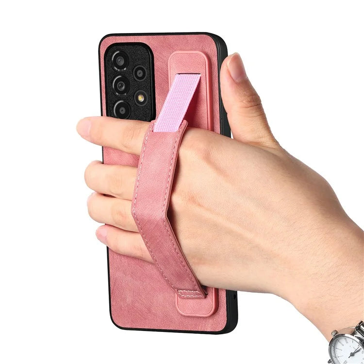 D11 For Samsung Galaxy A53 5G Phone Case Leather+TPU Cover Wristband Kickstand