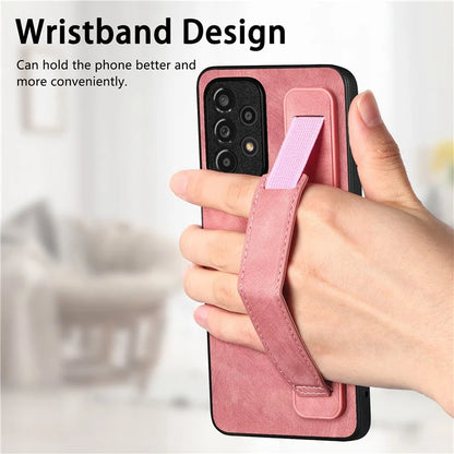 D11 For Samsung Galaxy A53 5G Phone Case Leather+TPU Cover Wristband Kickstand