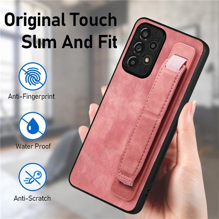 D11 For Samsung Galaxy A53 5G Phone Case Leather+TPU Cover Wristband Kickstand