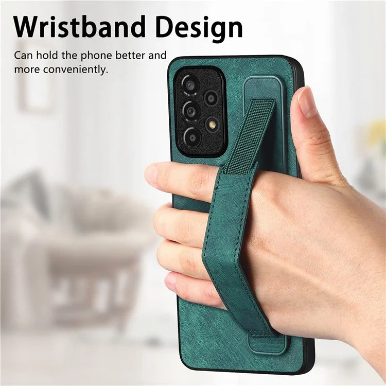 D11 For Samsung Galaxy A53 5G Phone Case Leather+TPU Cover Wristband Kickstand