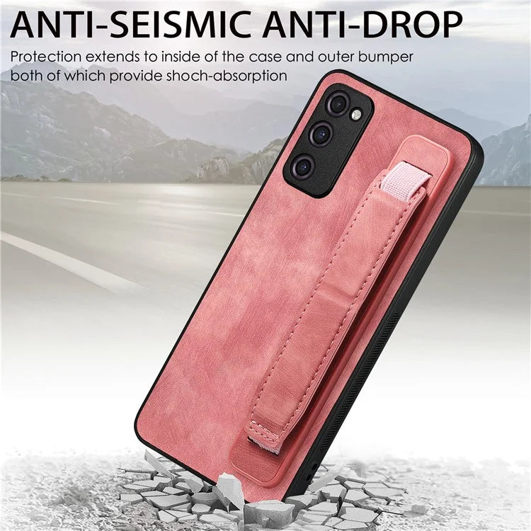 D11 For Samsung Galaxy S20 FE / S20 FE 5G / S20 FE 2022 / S20 Lite Retro Phone Case Wristband Kickstand