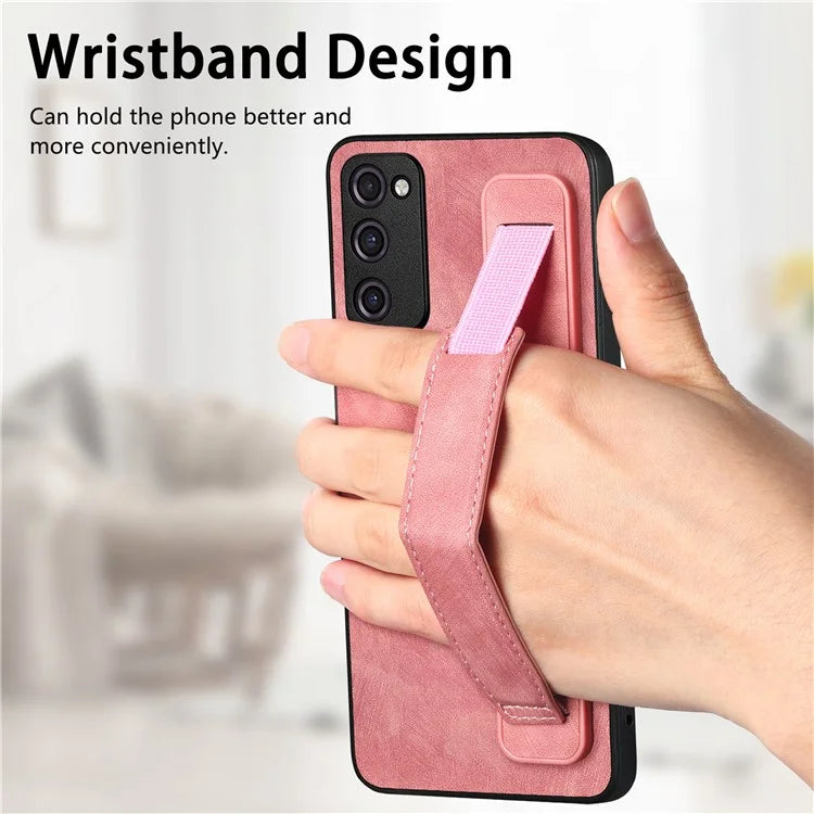 D11 For Samsung Galaxy S20 FE / S20 FE 5G / S20 FE 2022 / S20 Lite Retro Phone Case Wristband Kickstand