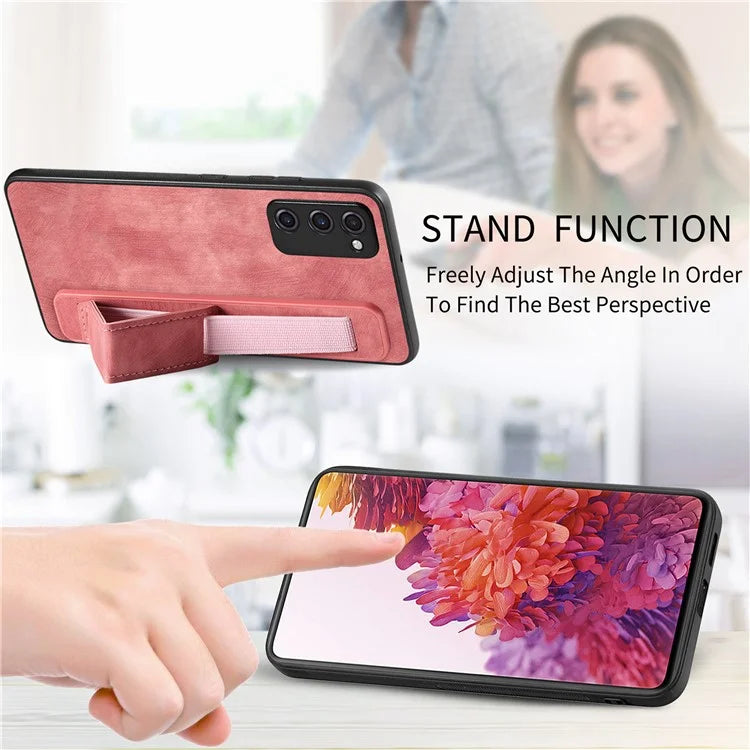 D11 For Samsung Galaxy S20 FE / S20 FE 5G / S20 FE 2022 / S20 Lite Retro Phone Case Wristband Kickstand
