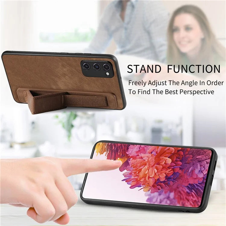 D11 For Samsung Galaxy S20 FE / S20 FE 5G / S20 FE 2022 / S20 Lite Retro Phone Case Wristband Kickstand