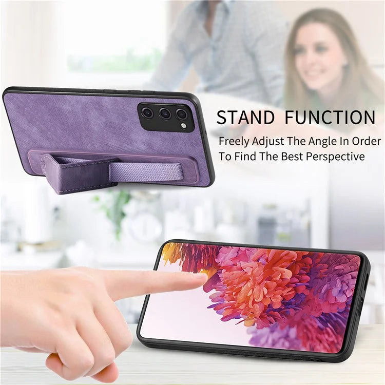 D11 For Samsung Galaxy S20 FE / S20 FE 5G / S20 FE 2022 / S20 Lite Retro Phone Case Wristband Kickstand