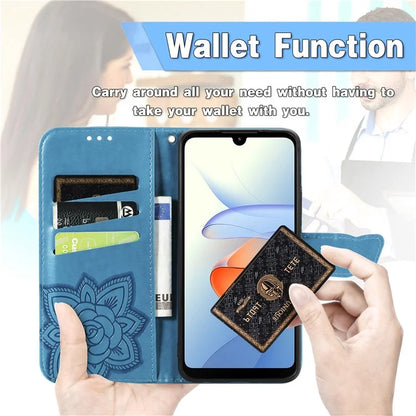 For ZTE Blade L220 Cell Phone Case Butterfly Imprinted Wallet Stand Shockproof Cover with Wallet