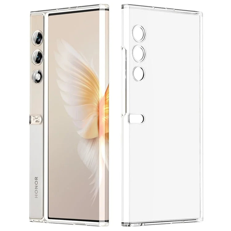 For Honor V Purse Clear Phone Case Electroplating TPU Cover with Glass Lens Protector