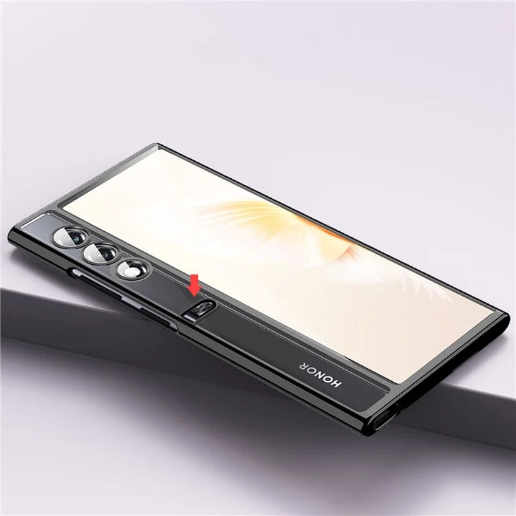 For Honor V Purse Clear Phone Case Electroplating TPU Cover with Glass Lens Protector