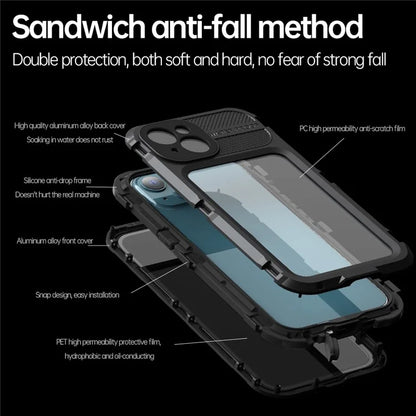 SHELLBOX M Series for iPhone 13 6.1 inch Case Metal IP68 Waterproof Diving Phone Case