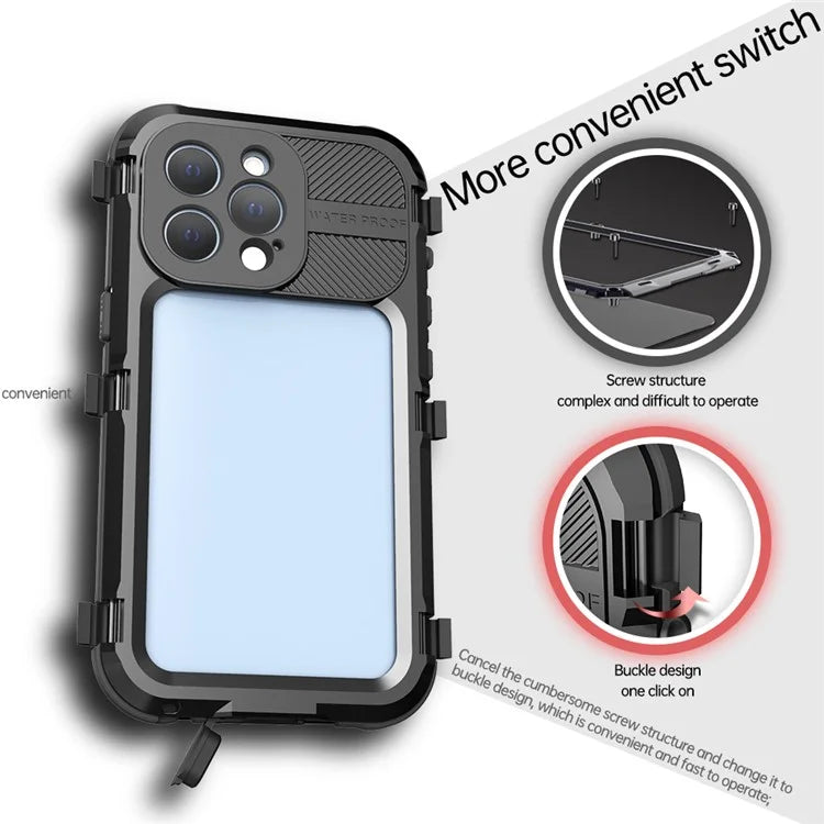 SHELLBOX M Series for iPhone 13 Pro 6.1 inch Waterproof Case Metal IP68 Diving Phone Case