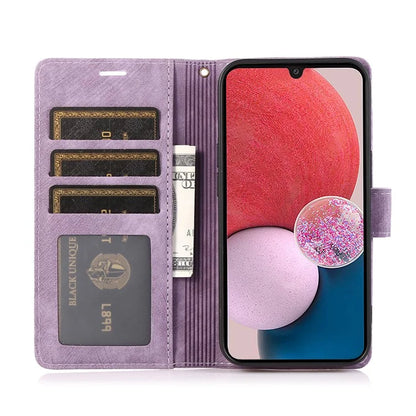 For Samsung Galaxy A25 5G (Global) (161.0 x 76.5 x 8.3mm) Magnetic Phone Case Orchid Butterfly Pattern Card Slots Wallet Cover