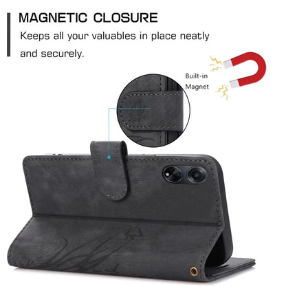 For Oppo A98 5G Cell Phone Case Imprinted PU Leather+TPU Cover with Wallet Stand
