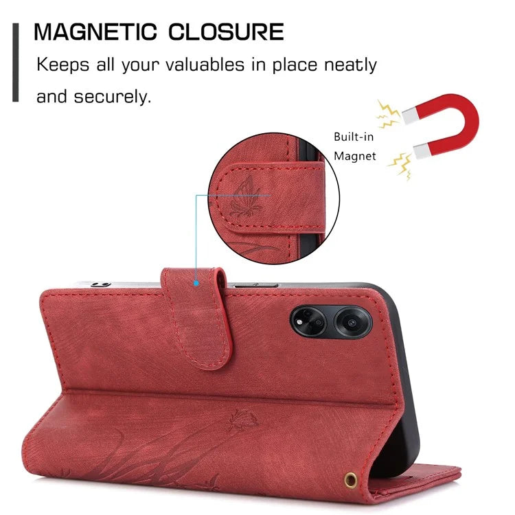 For Oppo A98 5G Cell Phone Case Imprinted PU Leather+TPU Cover with Wallet Stand