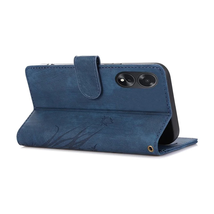 For Oppo A98 5G Cell Phone Case Imprinted PU Leather+TPU Cover with Wallet Stand