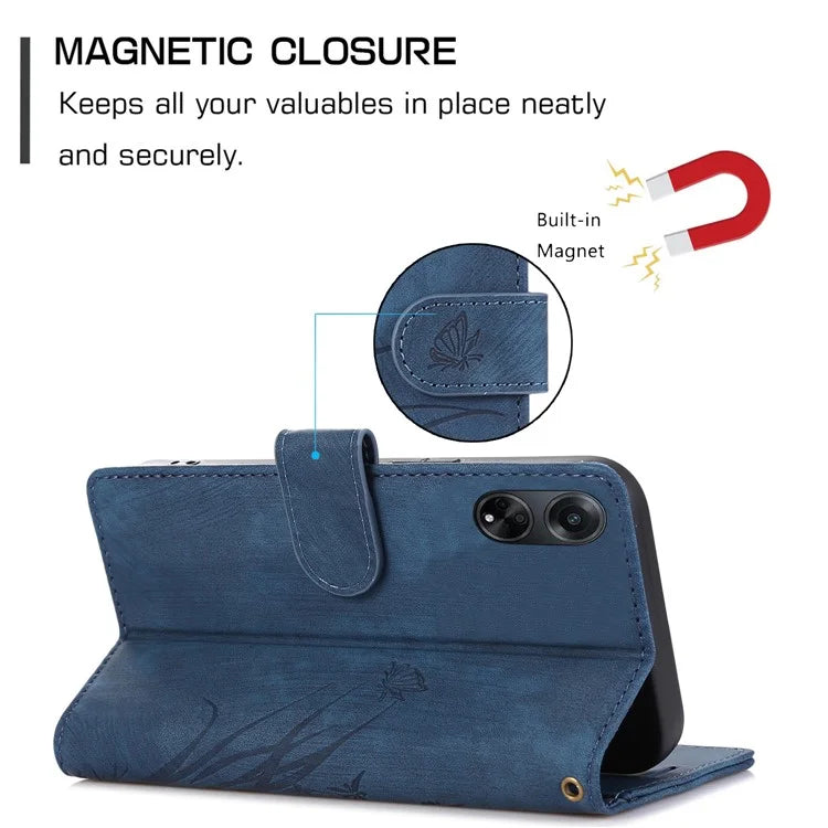 For Oppo A98 5G Cell Phone Case Imprinted PU Leather+TPU Cover with Wallet Stand
