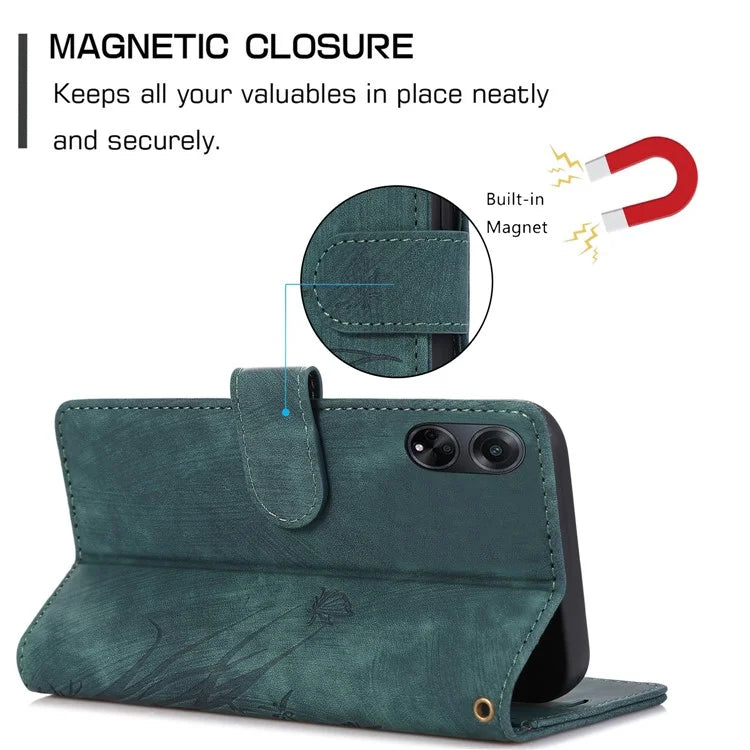 For Oppo A98 5G Cell Phone Case Imprinted PU Leather+TPU Cover with Wallet Stand