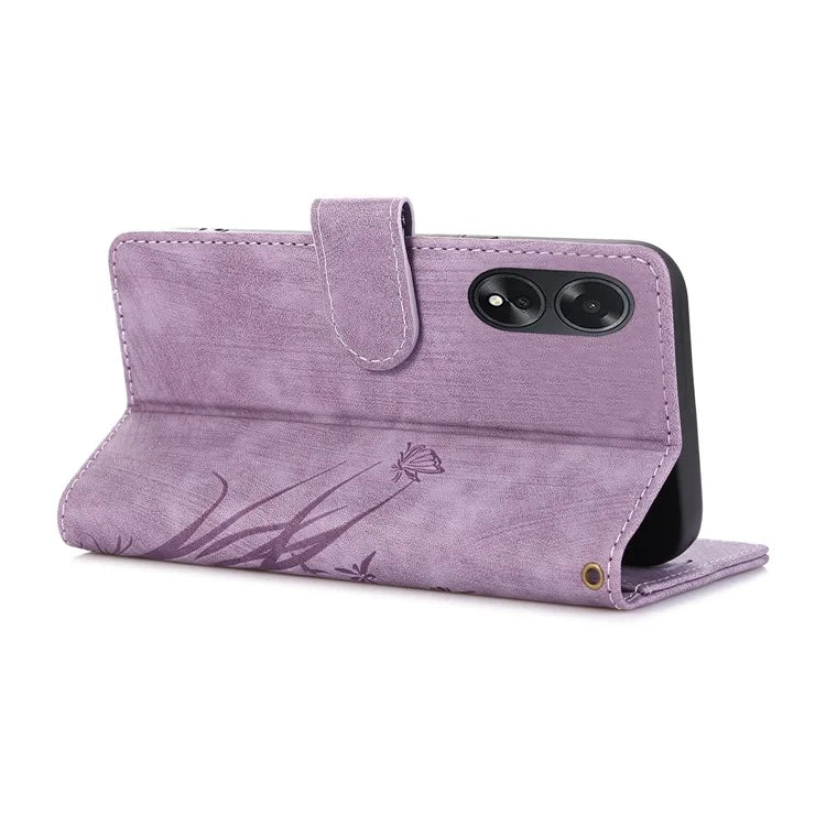 For Oppo A98 5G Cell Phone Case Imprinted PU Leather+TPU Cover with Wallet Stand