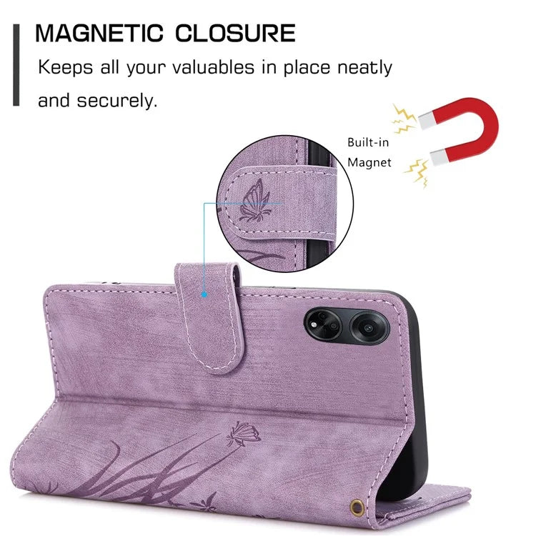 For Oppo A98 5G Cell Phone Case Imprinted PU Leather+TPU Cover with Wallet Stand