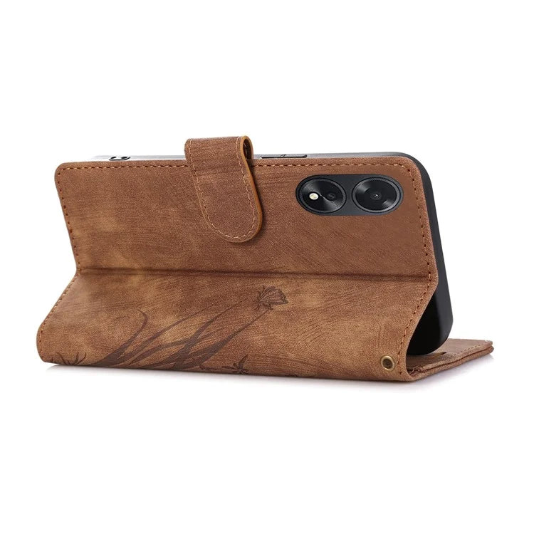 For Oppo A98 5G Cell Phone Case Imprinted PU Leather+TPU Cover with Wallet Stand