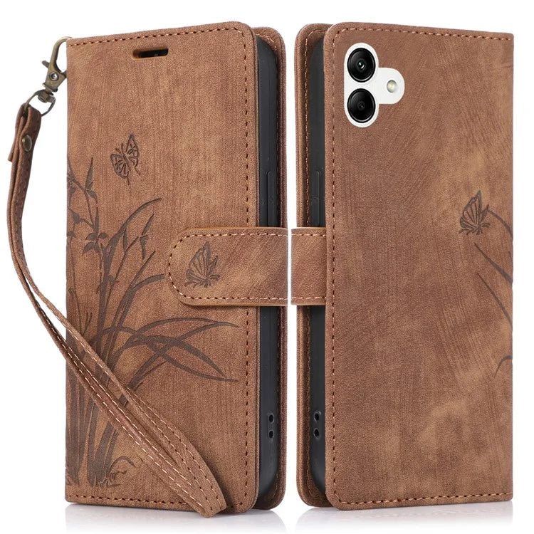 For Samsung Galaxy A05 4G Magnetic Case Imprinted PU Leather+TPU Card Slots Phone Protector