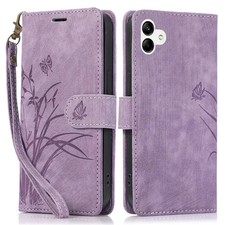 For Samsung Galaxy A05 4G Magnetic Case Imprinted PU Leather+TPU Card Slots Phone Protector