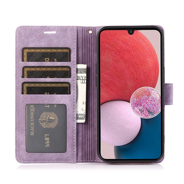 For Samsung Galaxy A05 4G Magnetic Case Imprinted PU Leather+TPU Card Slots Phone Protector